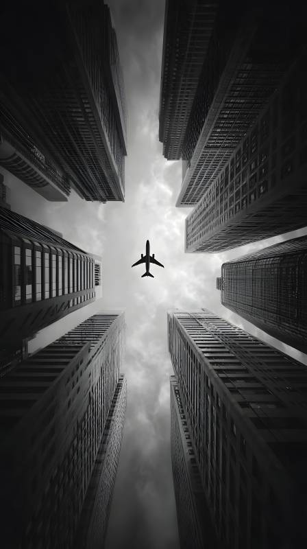 城市之眼 飞机掠过图片