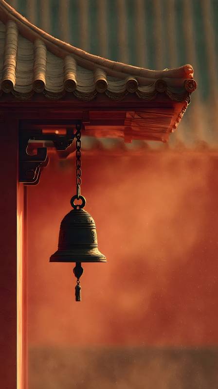古寺铜铃晨雾中图片