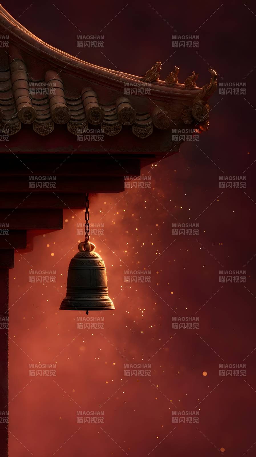 古寺钟声暮色中图片