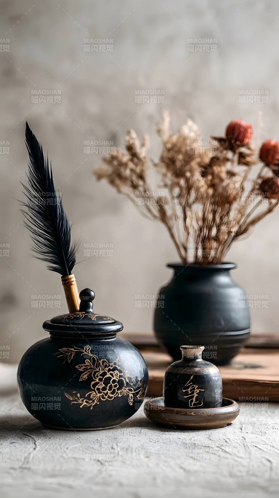 墨韵古风静物图片