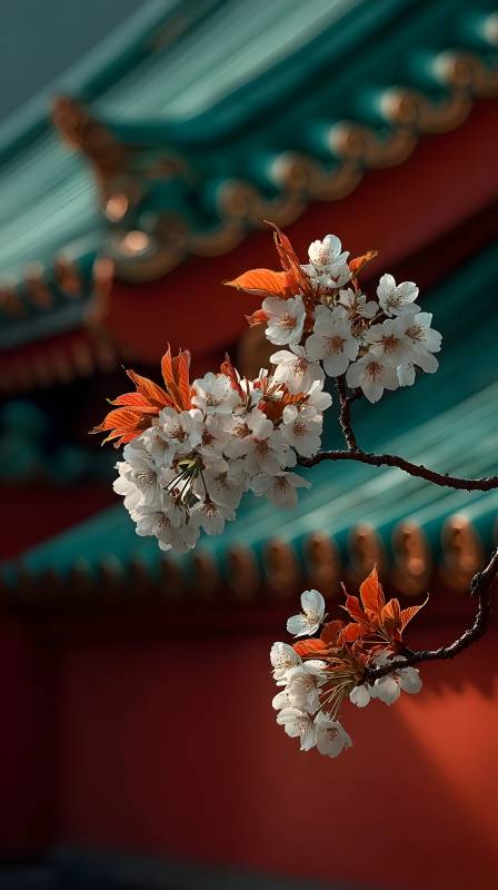 樱花映古檐图片