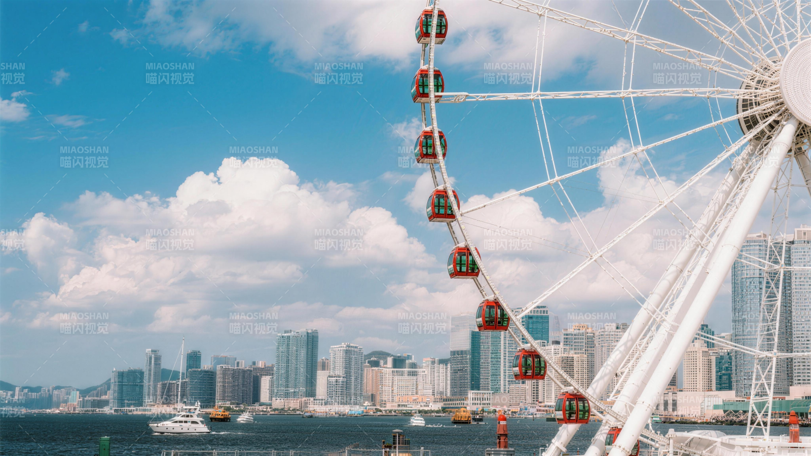 摩天轮瞰城市风光图片