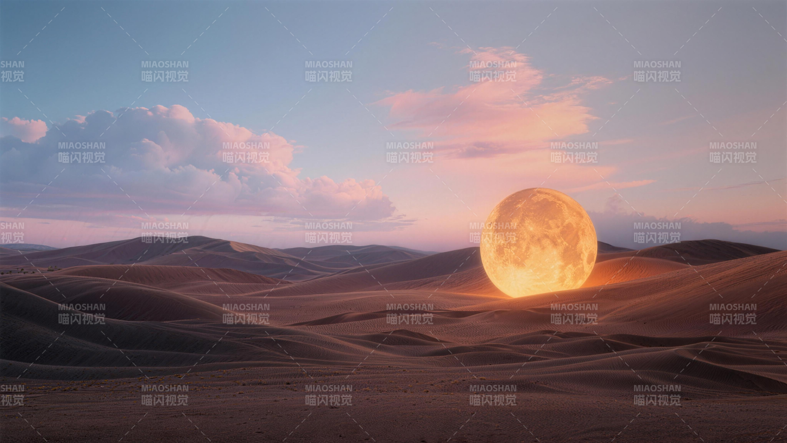 沙漠月升图片
