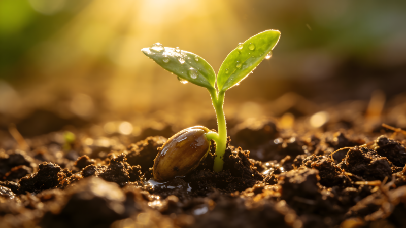 新芽破土而出图片