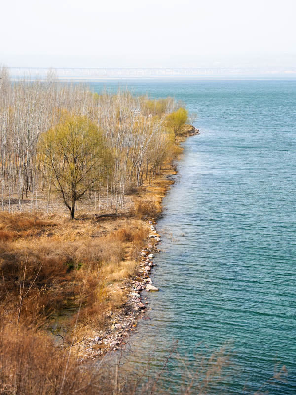 湖畔秋景图图片