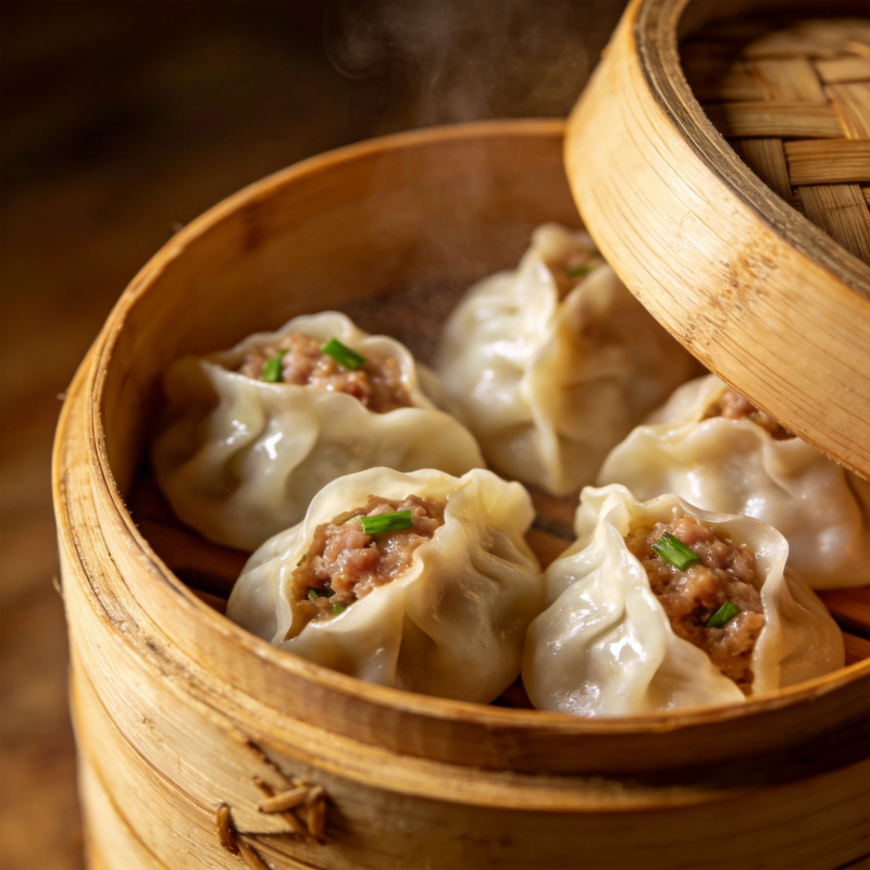 热腾腾的蒸饺图片