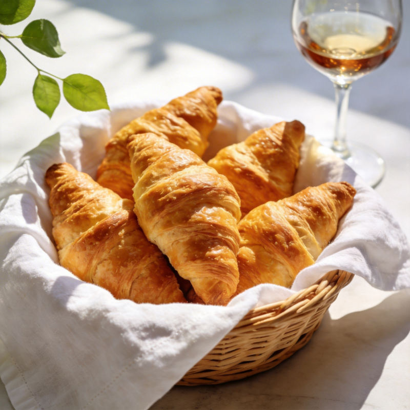 阳光下的法式羊角面包图片