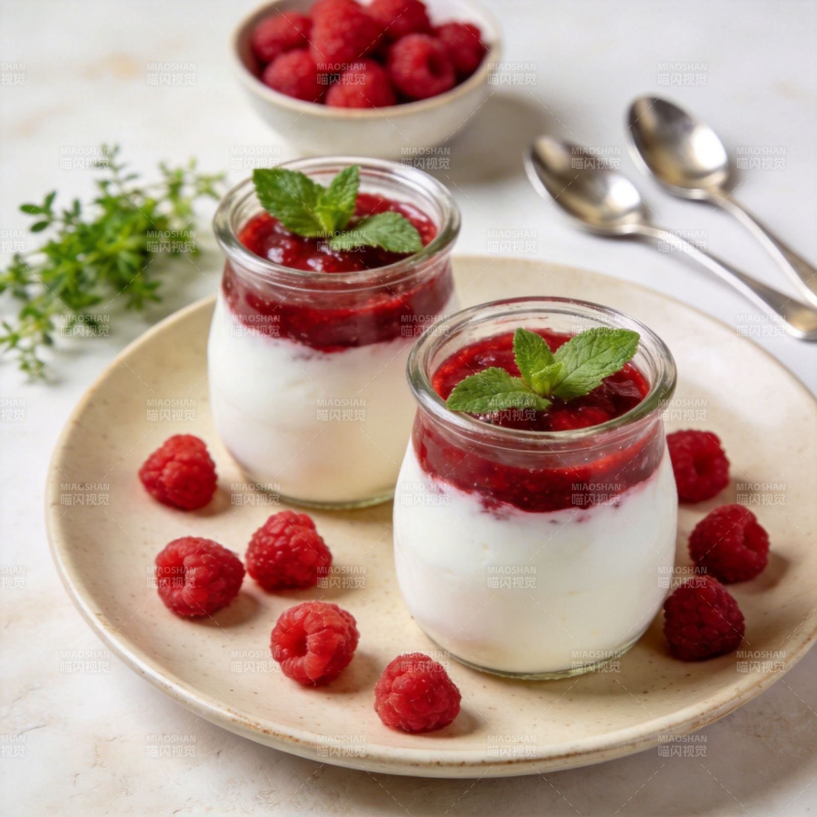 覆盆子酸奶杯图片
