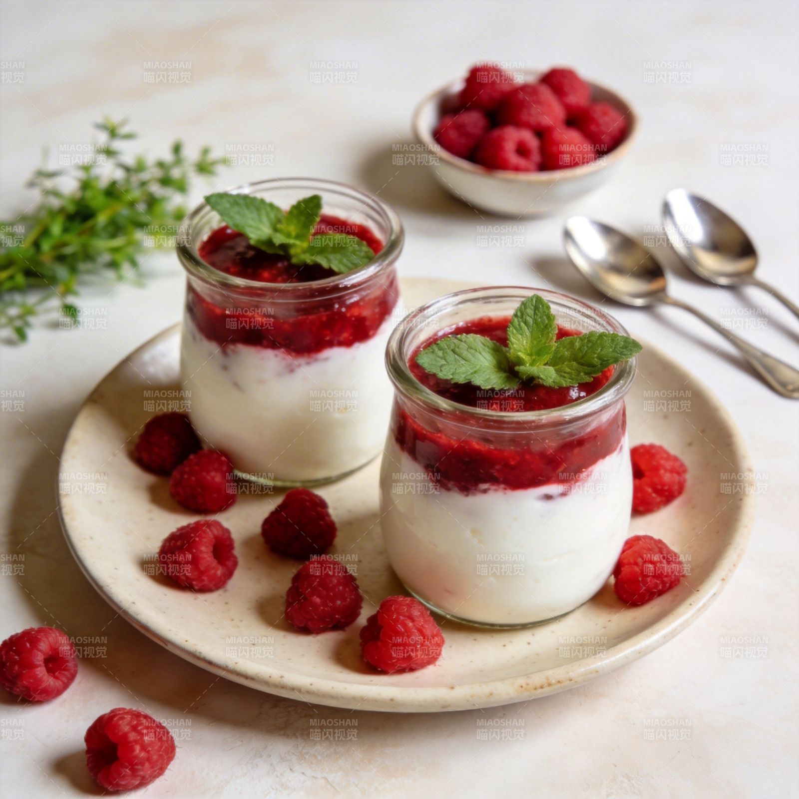 覆盆子酸奶杯图片