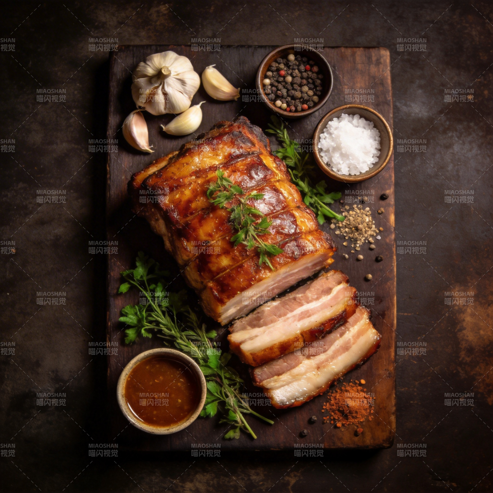 烤五花肉配香料图片