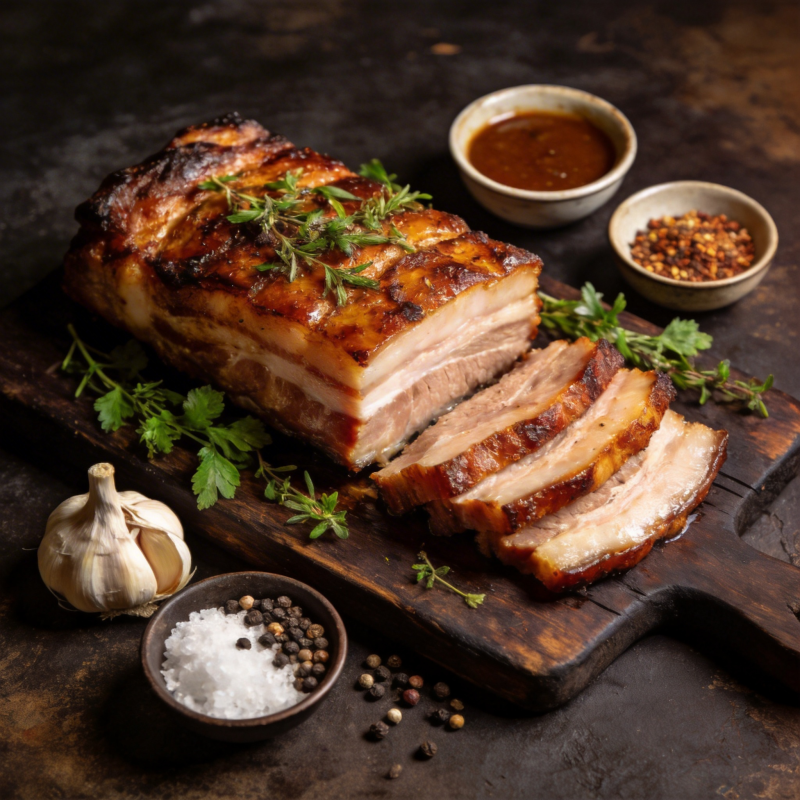 烤五花肉配香料图片