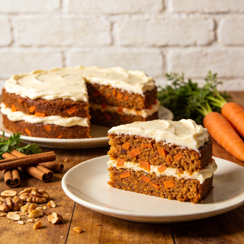 胡萝卜蛋糕特写图片