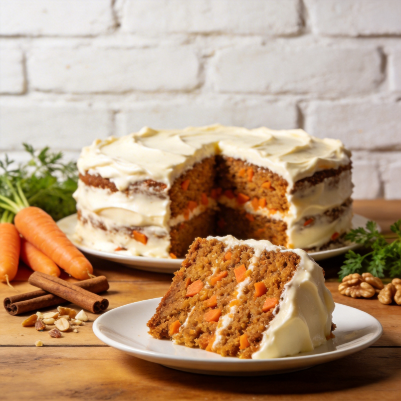 胡萝卜蛋糕特写图片