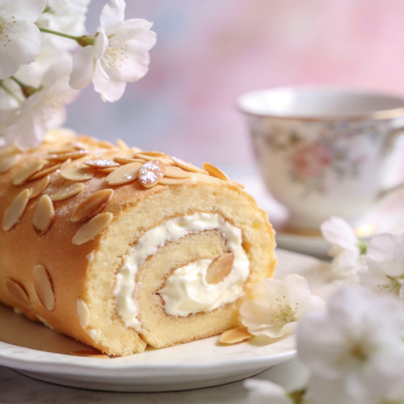 杏仁奶油蛋糕卷图片