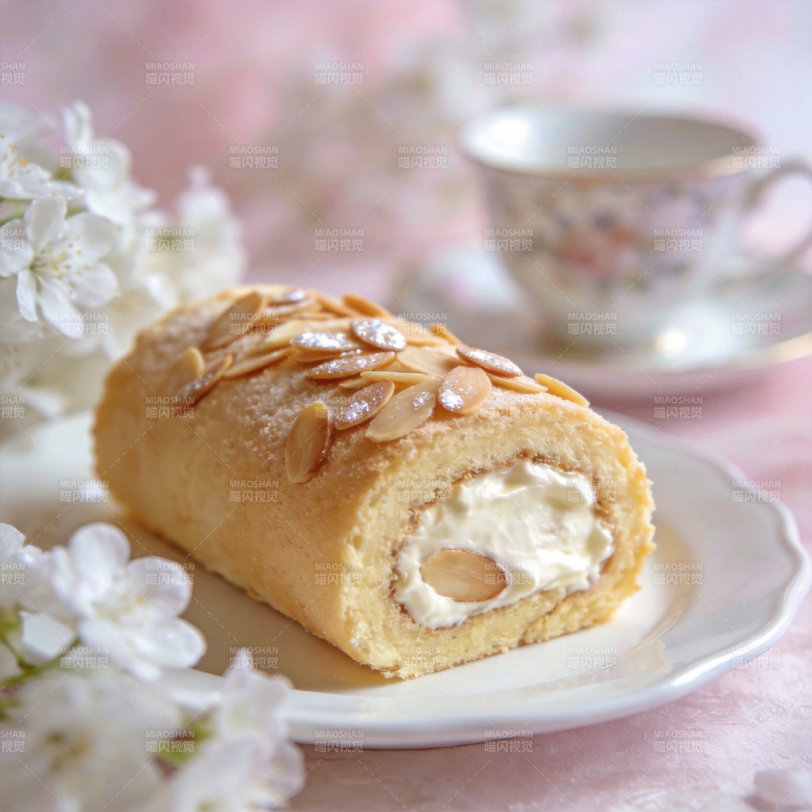 杏仁奶油蛋糕卷图片