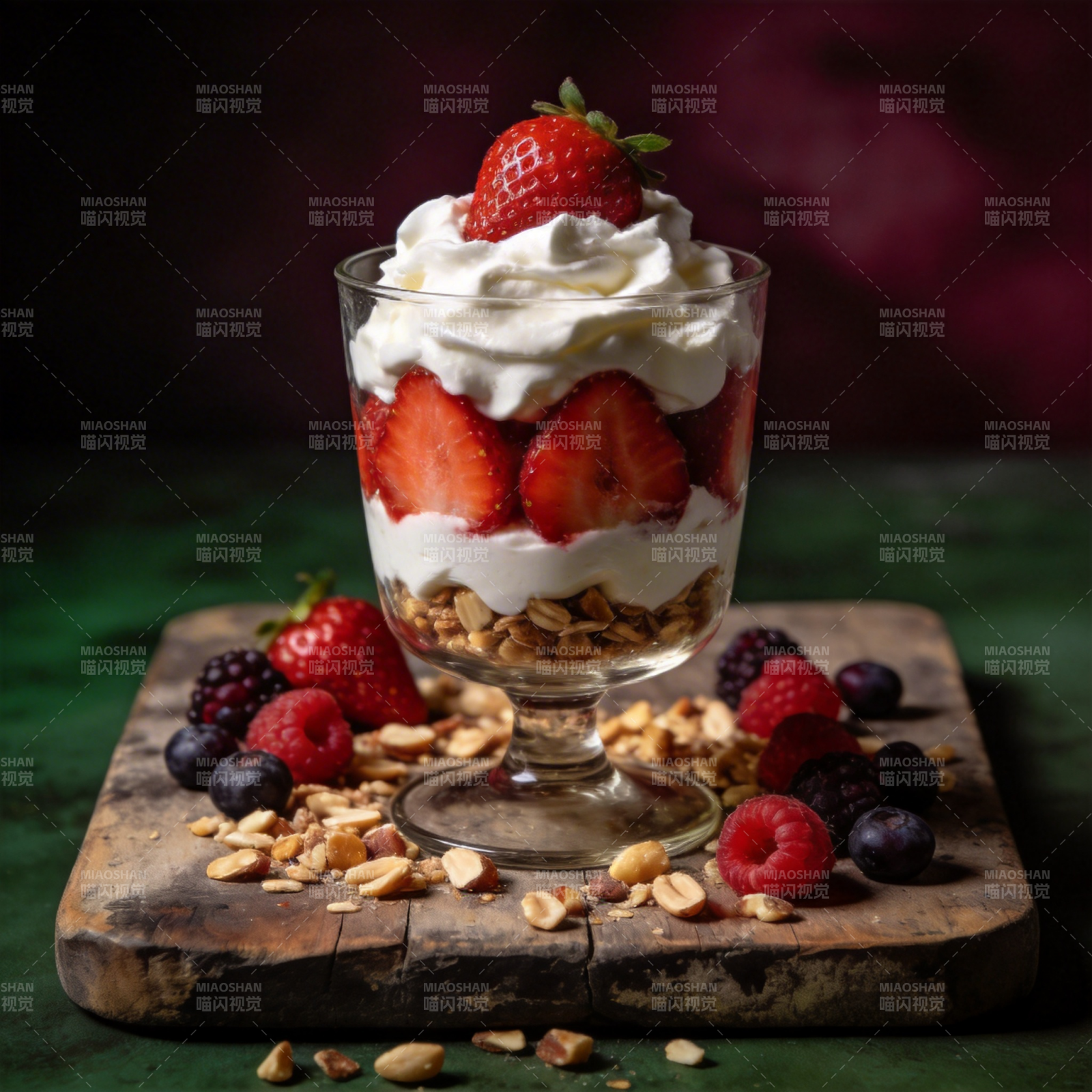 草莓奶油坚果杯图片