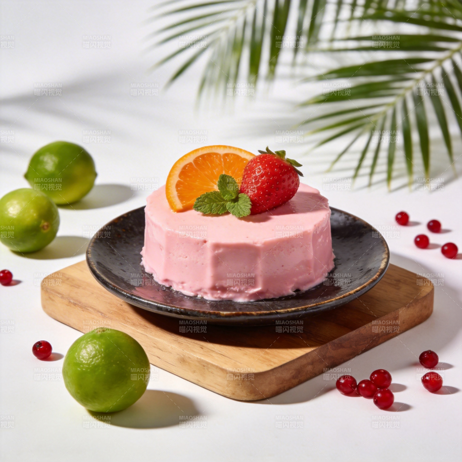粉色水果蛋糕图片