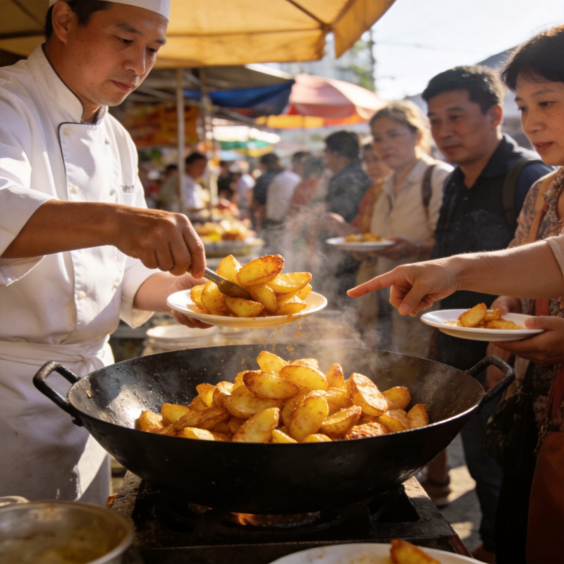 街头美食 香煎土豆图片