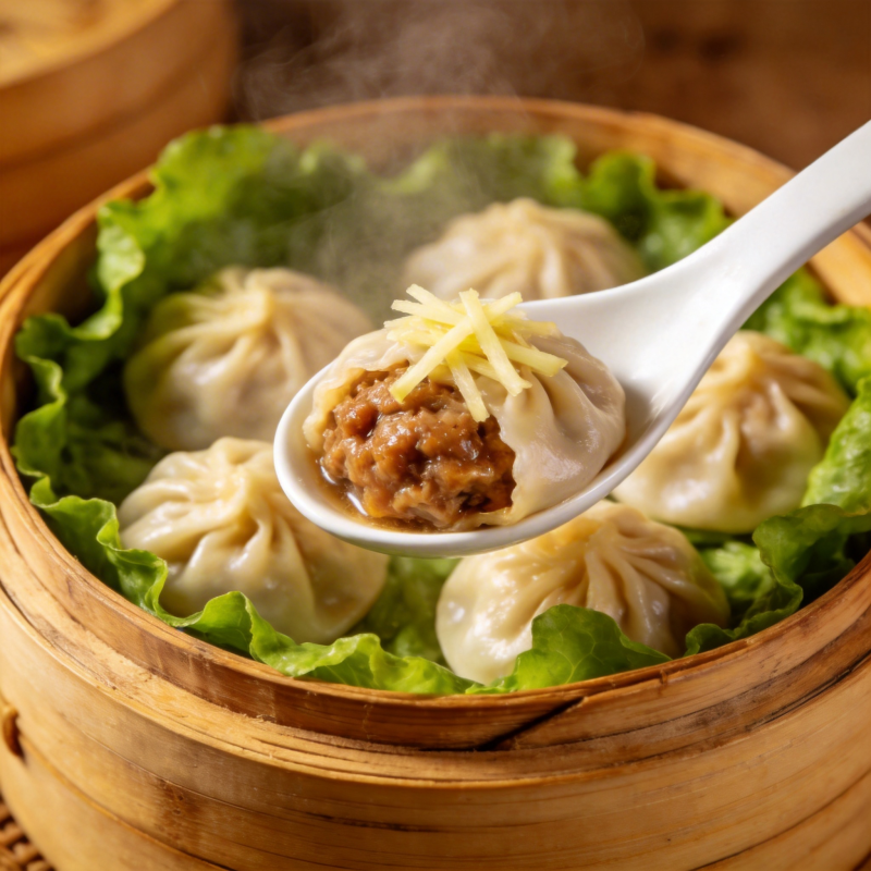 热腾腾的蒸小笼包图片