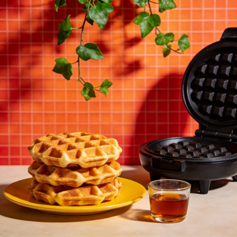 金黄华夫饼配糖浆图片