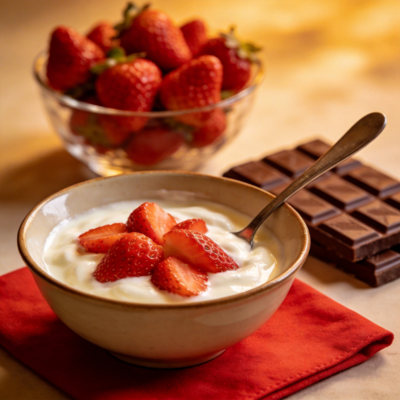 草莓酸奶配巧克力图片