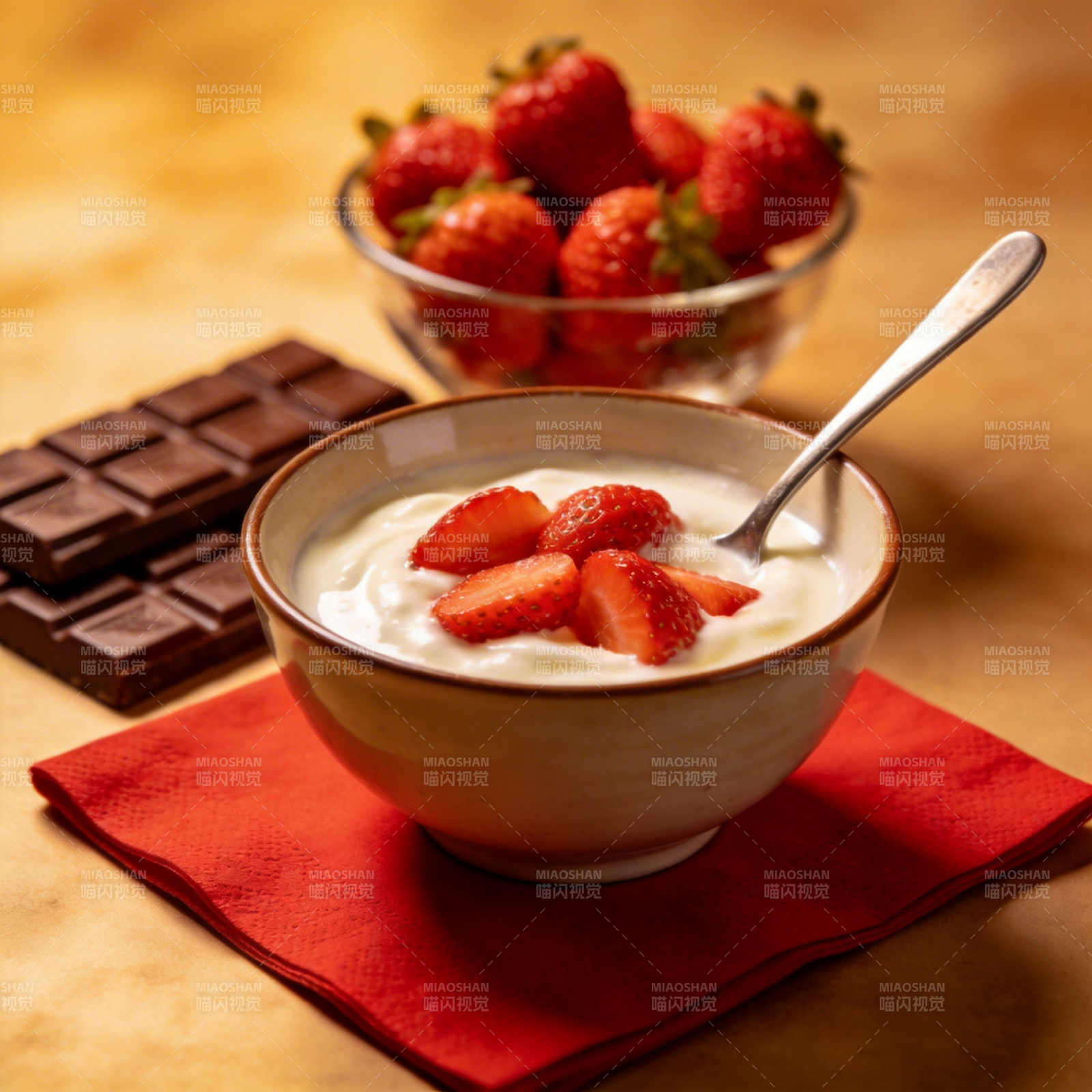 草莓酸奶配巧克力图片
