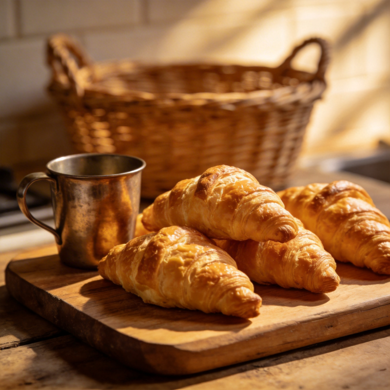 金黄酥脆的羊角面包图片