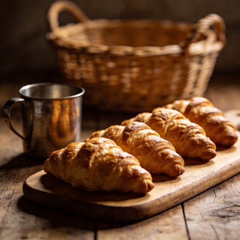金黄酥脆的羊角面包图片