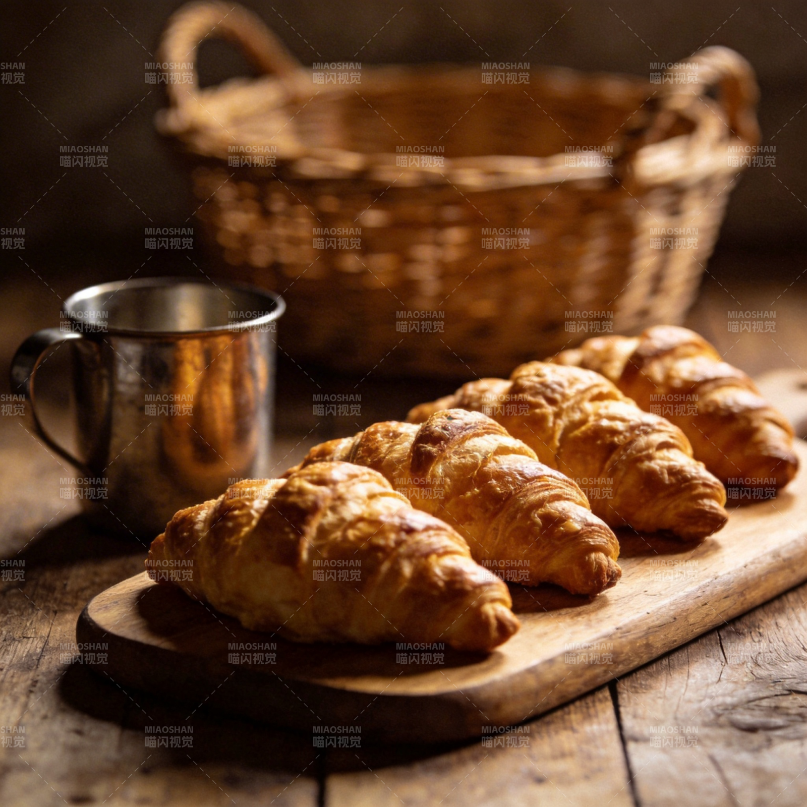 金黄酥脆的羊角面包图片