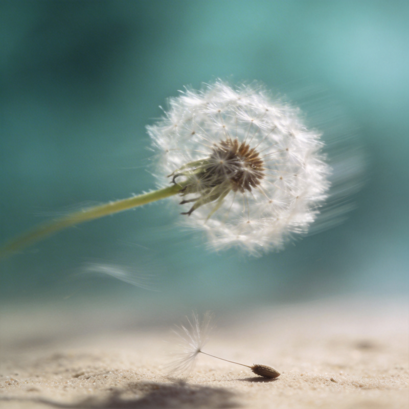 蒲公英随风飘散图片