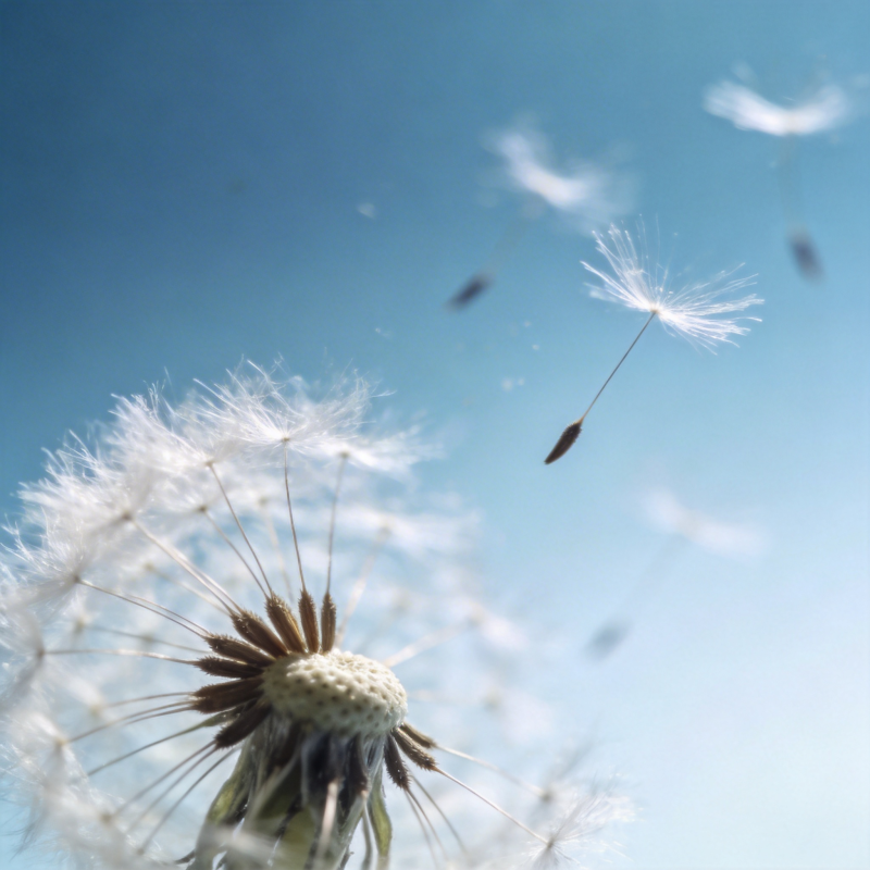 蒲公英随风飘散图片