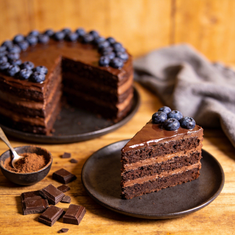 巧克力蓝莓蛋糕图片