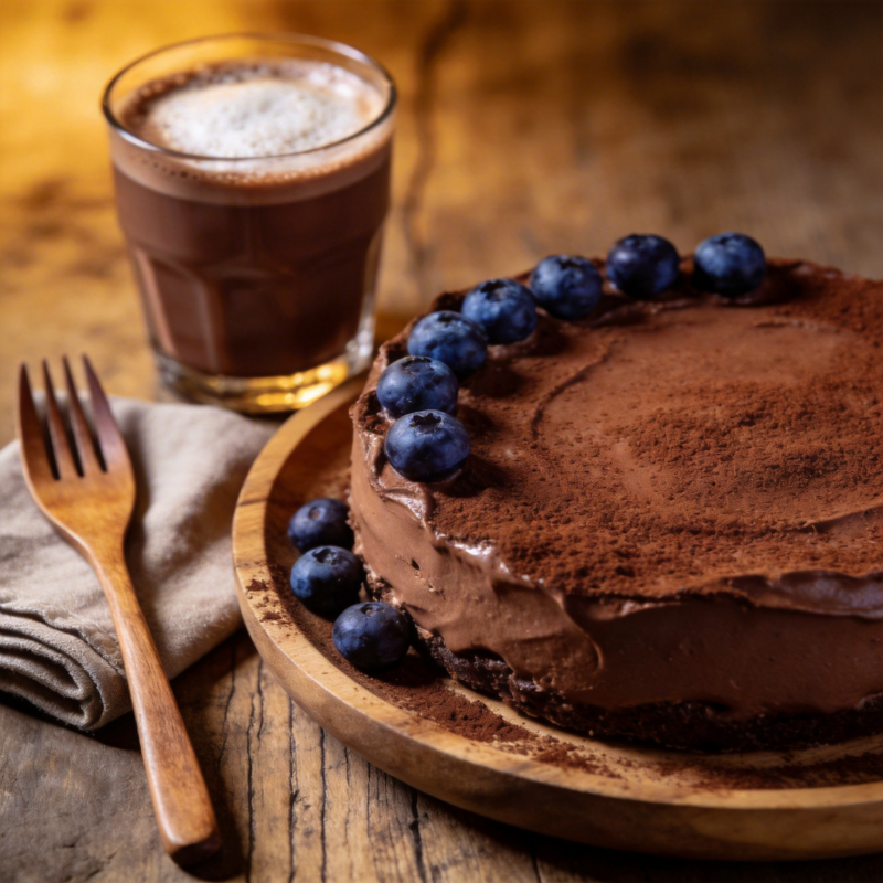 巧克力蛋糕配蓝莓图片