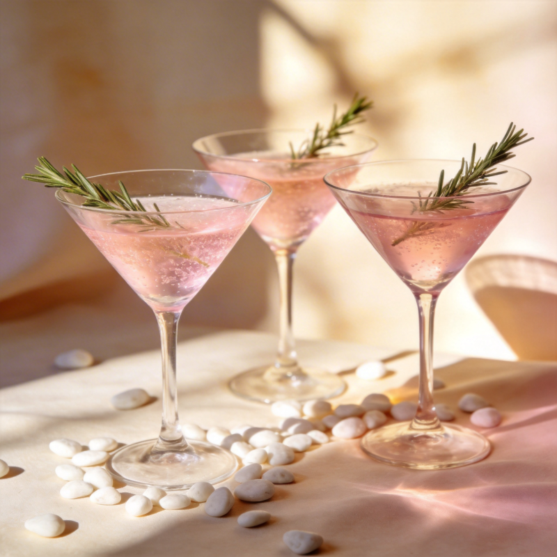 粉红鸡尾酒与迷迭香图片