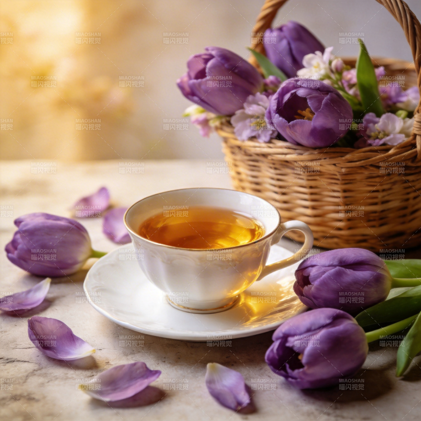 紫郁金香茶香图片