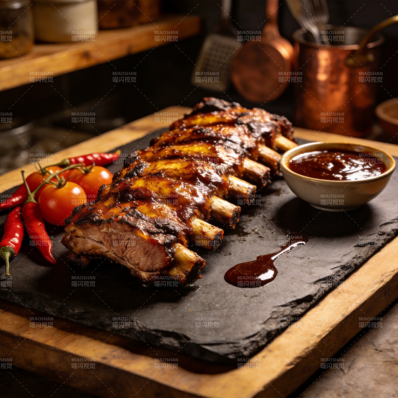香辣烤肋排图片