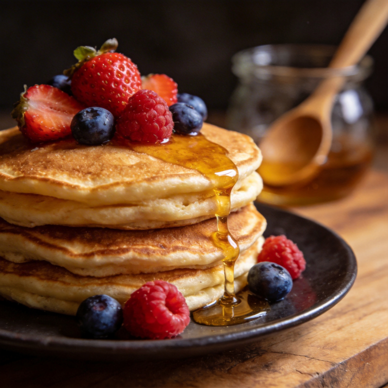 甜蜜煎饼配浆果图片