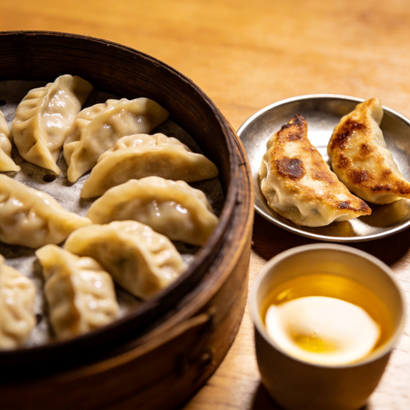 美味饺子配茶图片