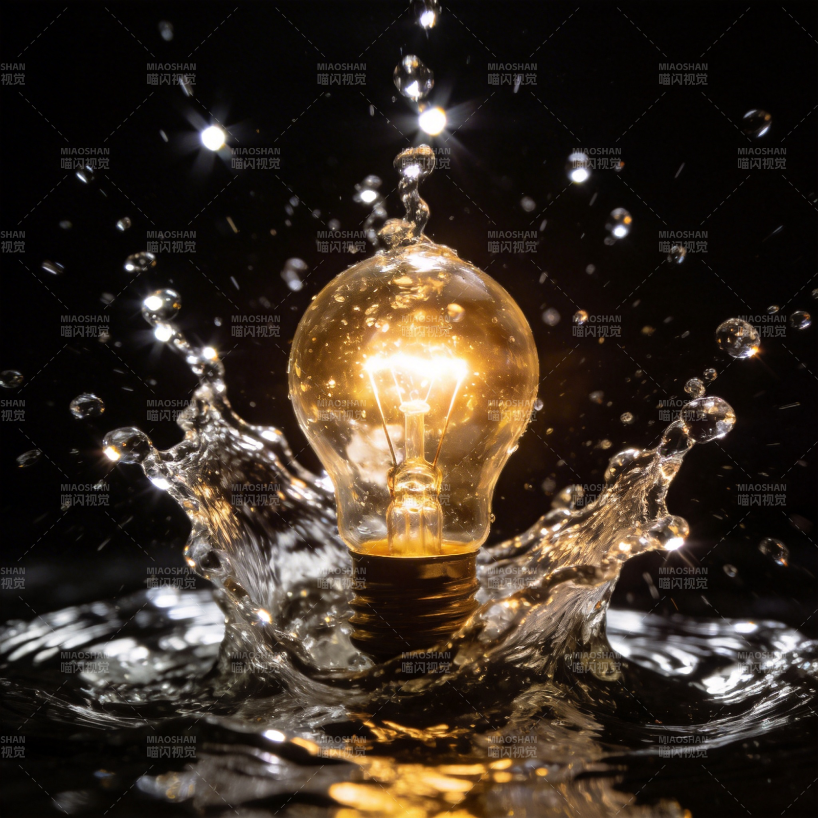 灯泡水花闪耀图片