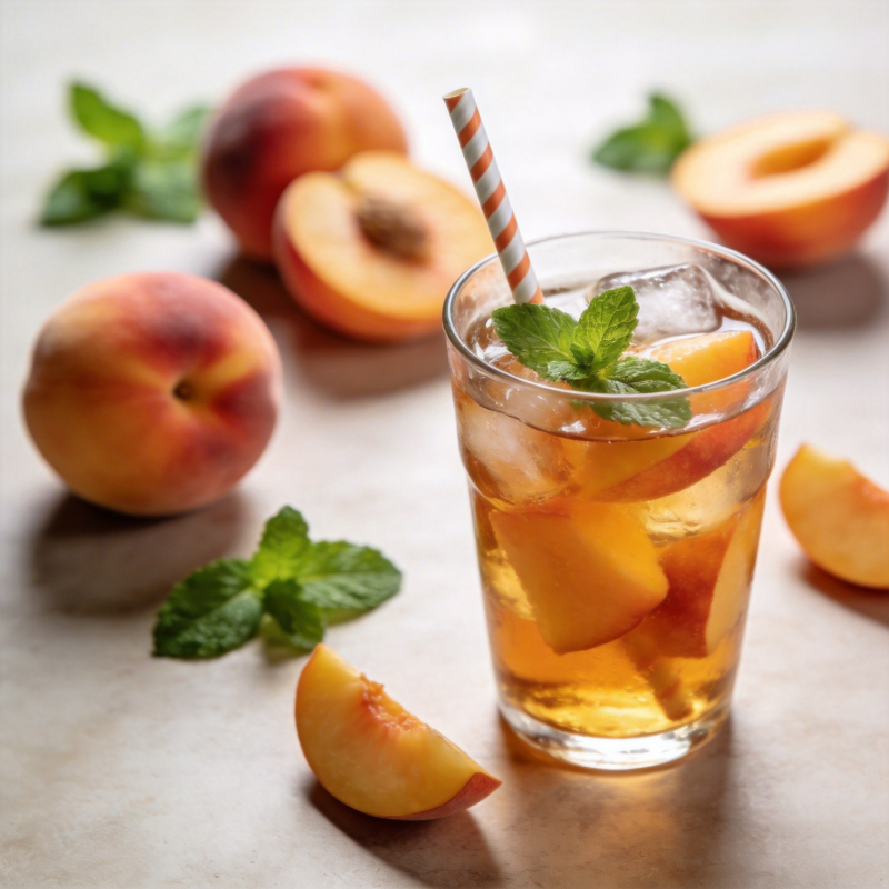 桃子薄荷冰饮图片