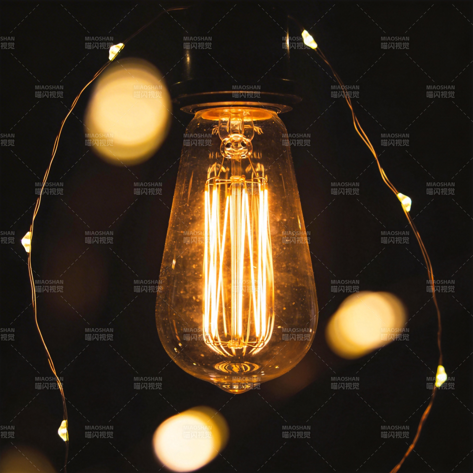 暖光灯泡 温馨夜景图片