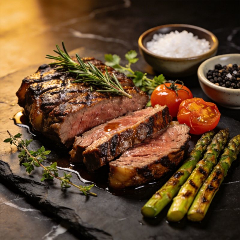 香煎牛排配时蔬图片