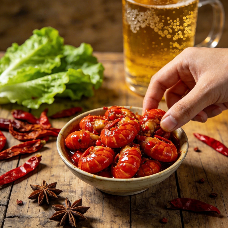 麻辣小龙虾配啤酒图片