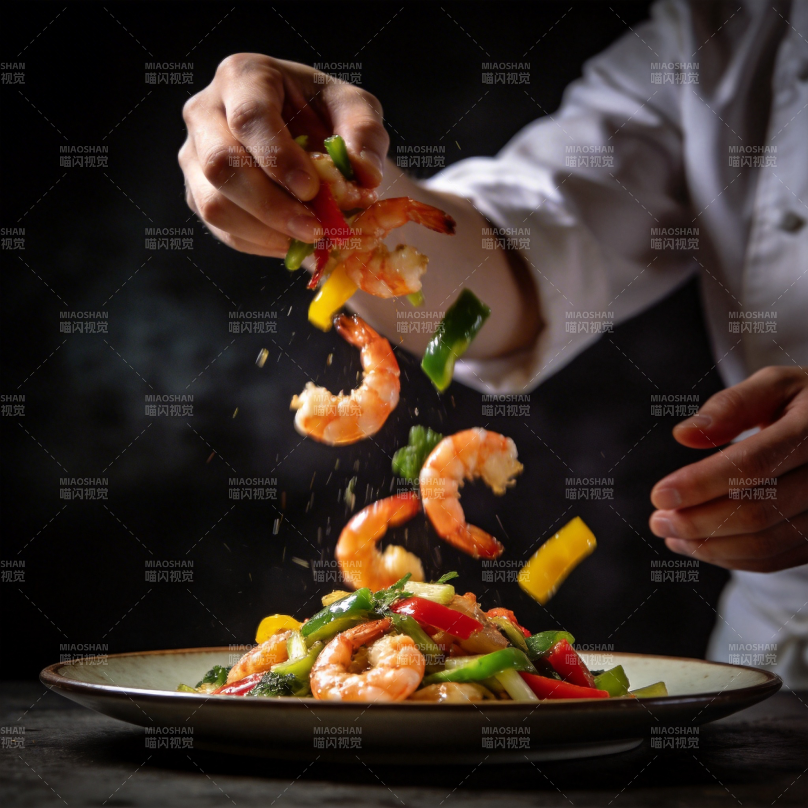 虾仁炒彩蔬图片