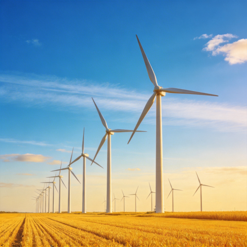 风车田间迎朝阳图片