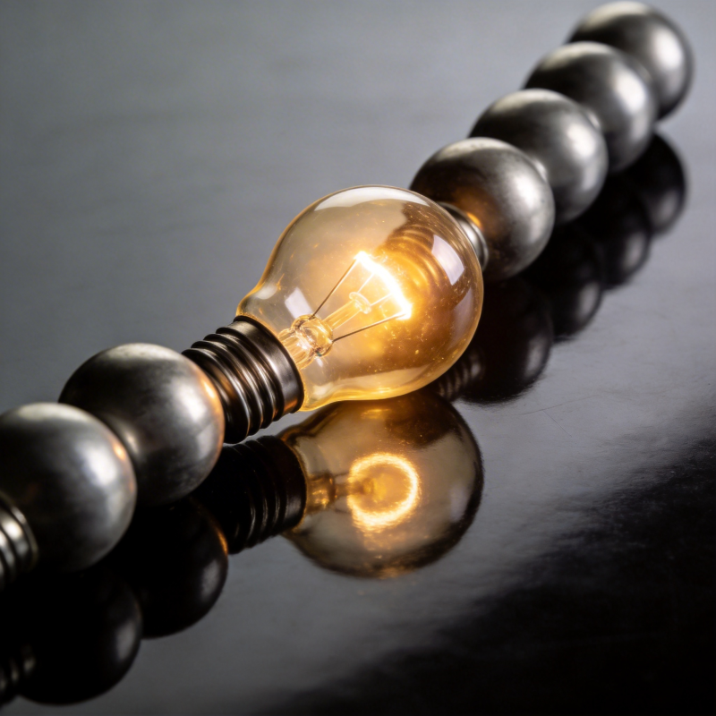 灯泡与金属珠链图片