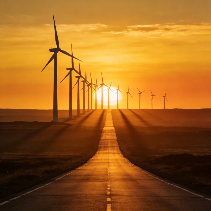 风车大道夕阳图片