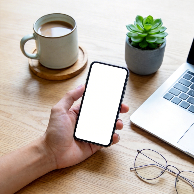 办公桌上的手机时刻图片