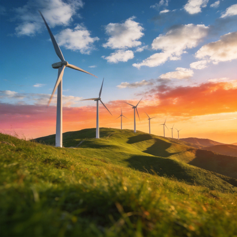 风车草原夕阳图片