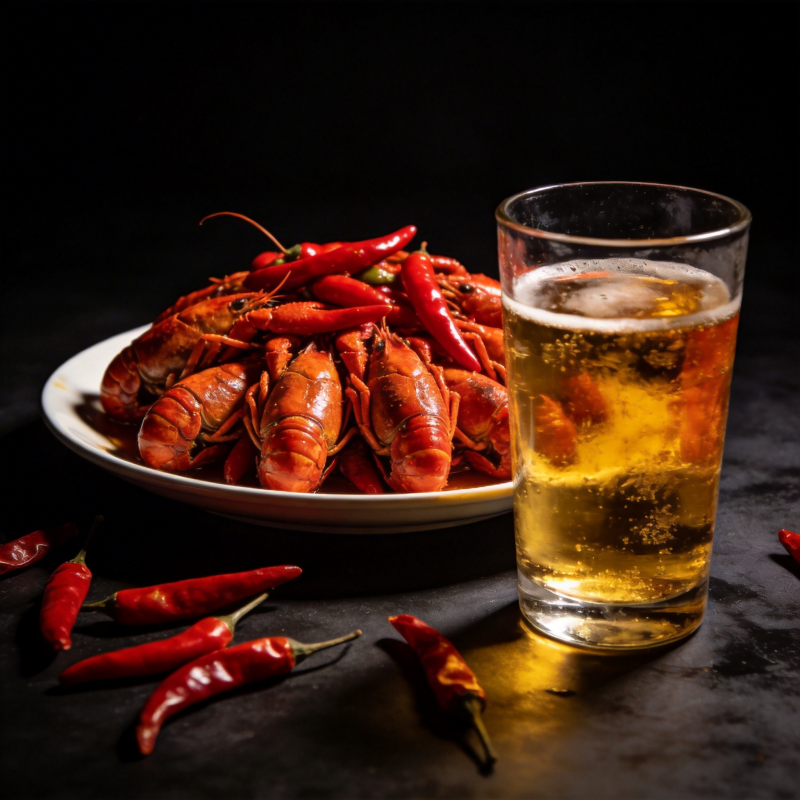 辣味小龙虾配啤酒图片